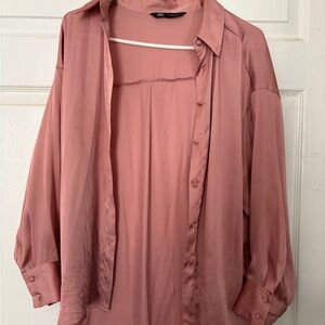 Zara Women's Blush Button-Up Blouse